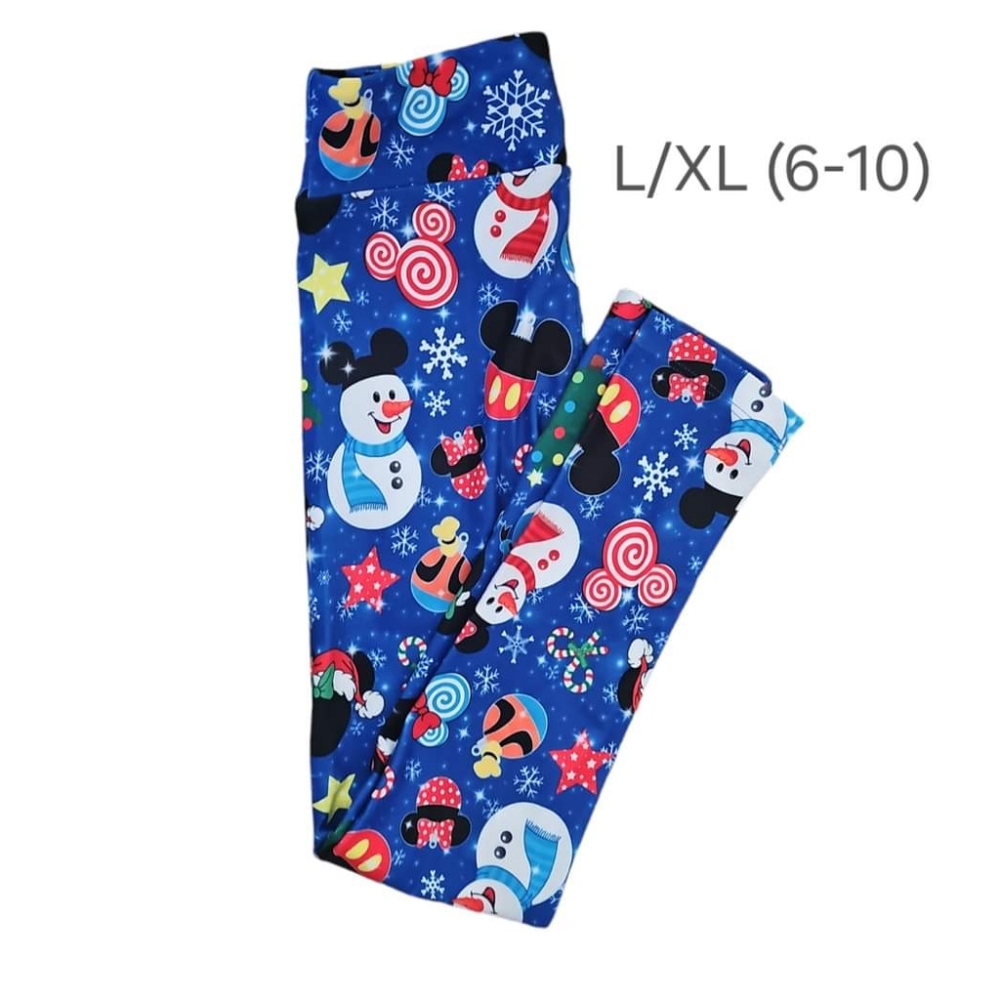 Kids Leggings Sizes 6-10 Mickey Christmas